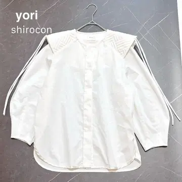 yori shirocon 요리 시로콘 리본 파워 숄더 블라우스 화이트
