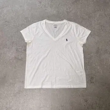 s2935 폴로 랄프 로렌 V넥 티셔츠 홀스 로고 면 100% 화이트