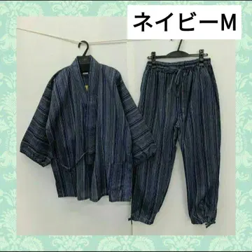 남성용/스트라이프 패턴/작은 작업복/네이비/M 사이즈