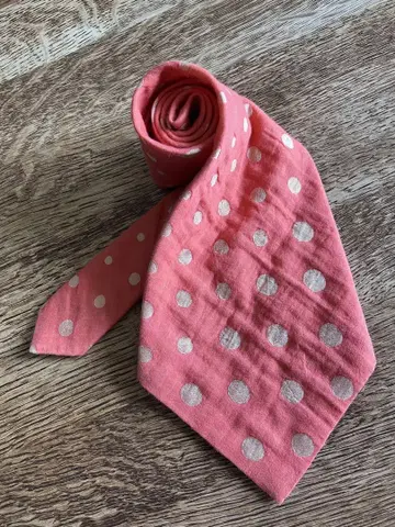 io 넥타이 연어 오렌지 도트 1m 21cm