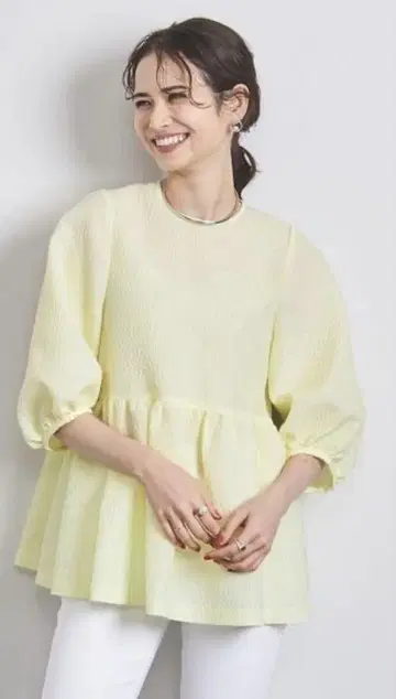 UNITED ARROWS 자카드 페플럼 블라우스