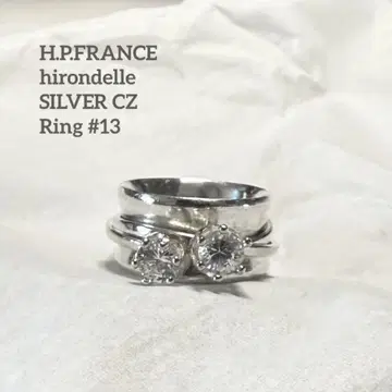 H.P.FRANCE hirondelle 실버 와이드 반지 CZ 2줄