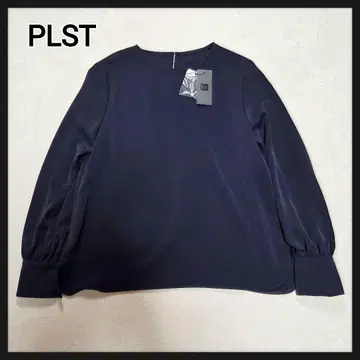 [택 포함 새상품] PLST UV 컷 T 블라우스 펄 버튼 L 네이비
