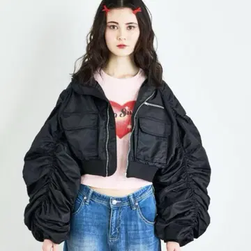 ANNA SUI NYC 샤카2 셔링 라이트 숏 MA-1