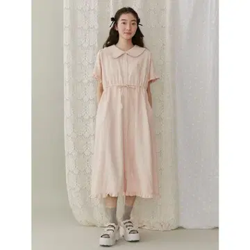 merry jenny (메리 제니) 베어 자수 드로스트 거즈 원피스