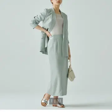 PLST 트리아세 블렌드 옥스 더블 자켓 스커트 셋업