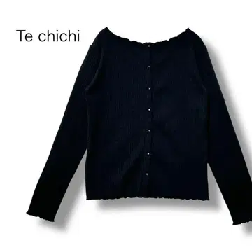 테치치 티셔츠 블랙 긴팔 F 스트레치 스트라이프