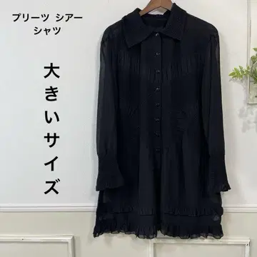 새상품급 빅 사이즈 플리츠 시어 셔츠