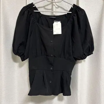 택 포함 w closet 상의 퍼프 슬리브 블랙 F