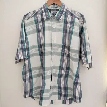DOCKERS 빈티지 체크 무늬 반팔 워크 셔츠
