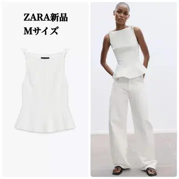 완판템 ZARA 페플럼 리본 상의 M 택 포함 새상품 화이트