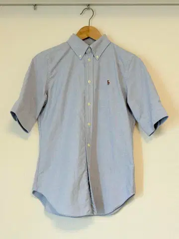 폴로 랄프로렌 버튼 다운 반팔 셔츠 여성용 S 사이즈 스카이블루