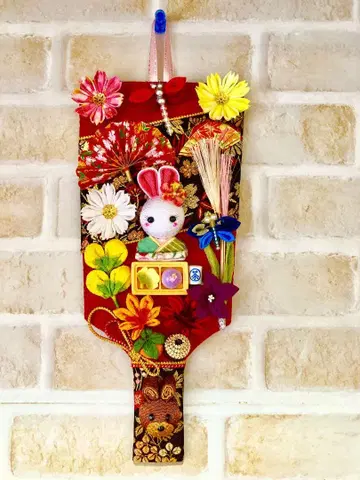 속눈썹이 예쁜 토끼의 가을 장식, 깃털 장식, 벽 장식, 핸드메이드