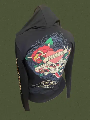 Ed Hardy 스컬 장미 후드티 에드하디 Y2K 갸루 헤이세이