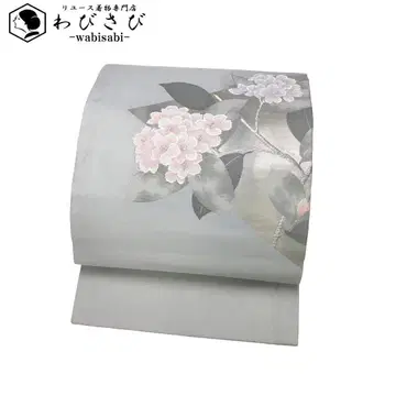 나고야 오비 꽃무늬 은사 감색 O-5049