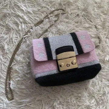 FURLA 메트로폴리스 체인 숄더백 핑크 x 그린