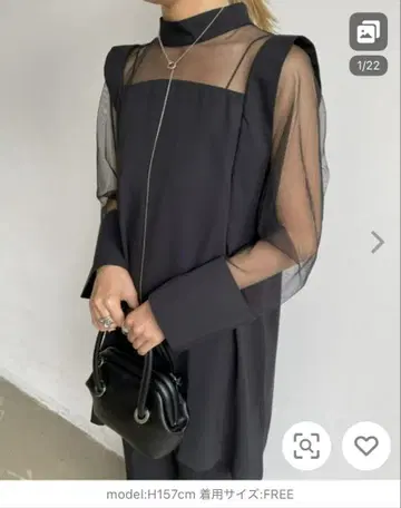 AIC 시스루 절개 상의 시스루 블랙