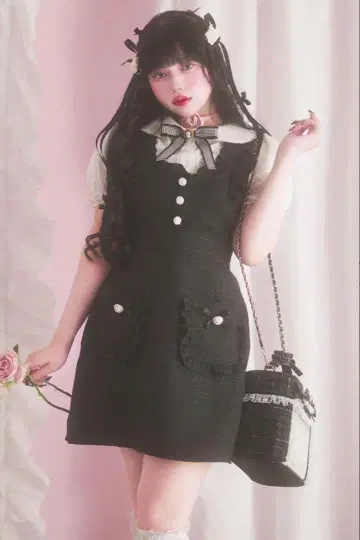 앙크루즈 ank rouge 오버롤 스커트 클래시컬 로즈 트위드