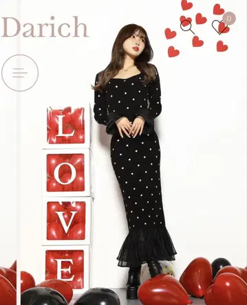 Darich 도트 무늬 블랙 니트 원피스