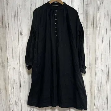 Haversack 프렌치 워크 원피스 린넨 100% 블랙