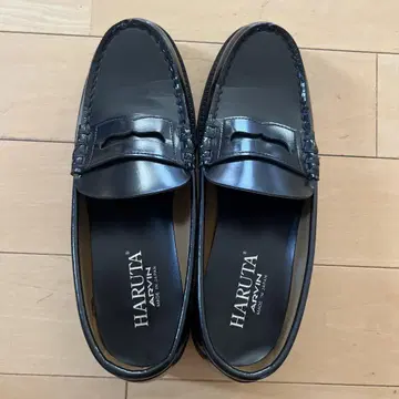 HARUTA 블랙 가죽 로퍼 학생