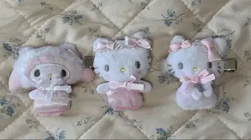 산리오 시크릿 헤어 클립 화이트 고양이 발레리나 3점
