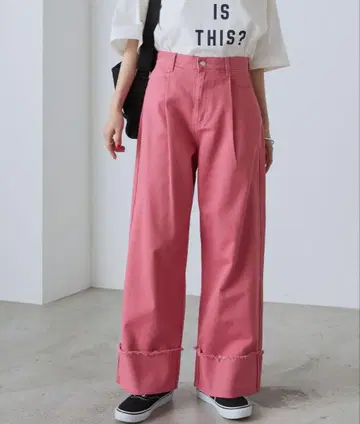 [ forksy. ] 와이드 스트레이트 턴백 데님 팬츠