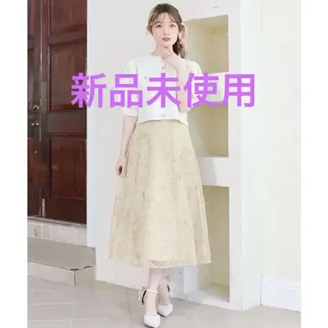 swingle 스윙글 플라워 자수 플레어 스커트 롱 자수