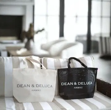 DEAN&DELUCA 메쉬 토트백 하와이 블랙&화이트 세트