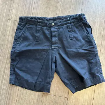 질 샌더 네이비 숏 팬츠 프론트 버튼 벨크로