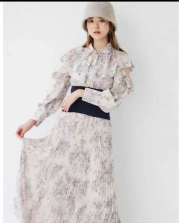 snidel 허리 리브 플리츠 원피스 플레어 A 라인