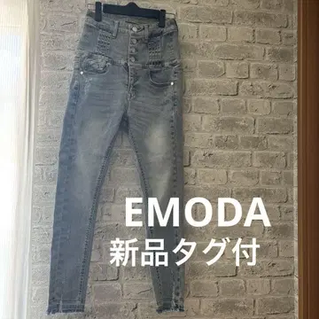 EMODA 하이 웨스트 버튼 스키니 데님 택 포함 새상품