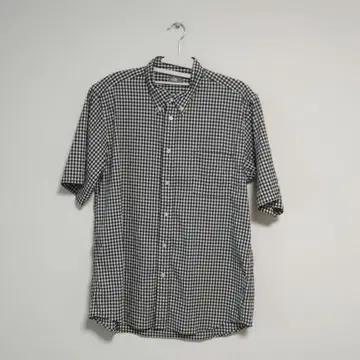 NORTH FACE 반팔 깅엄 체크 셔츠 XL 블랙