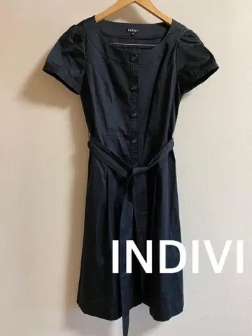 INDIVI 인디비 블랙 롱 원피스 셔츠 원피스 40