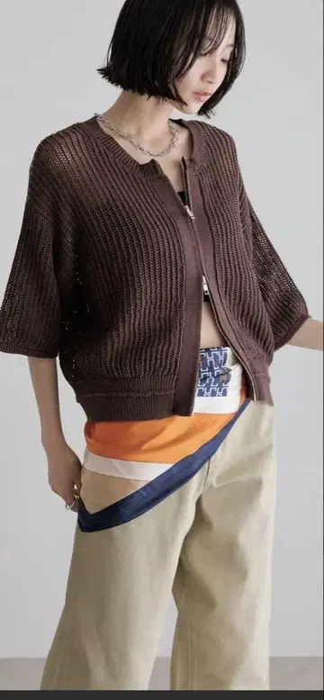 메쉬 ZIP 가디건
