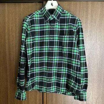 SOPHNET. 블랙 그린 체크 긴팔 셔츠 M