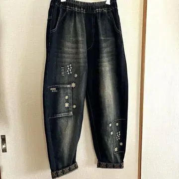 JE CROIS SOI 자수 데님 허리밴딩 M 사이즈