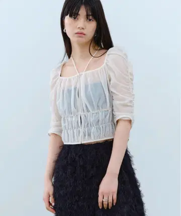 CODE A 코드 A sheer gather blouse