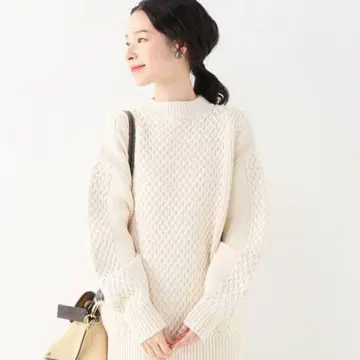 이에나 IENA 코튼 케이블 보트넥 풀오버