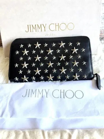 JIMMY CHOO 라운드 지퍼 장지갑 네이비
