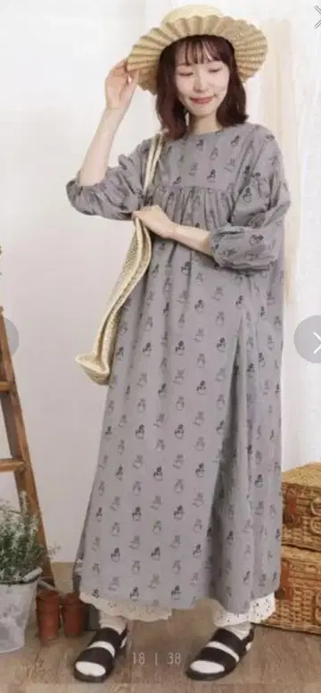 Samansa Mos2 피터 래빗 올 패턴 원피스