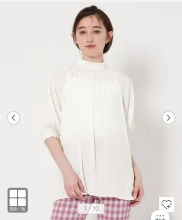 UNITED ARROWS 셔링 하이넥 블라우스