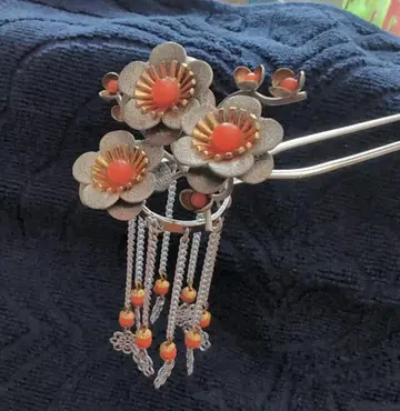 매화 모티브 칸자시 머리 장식