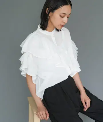 mili an deni 더블 프릴 블라우스 M 화이트