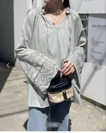 인도 레이스 절개 블라우스