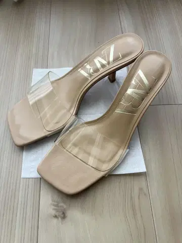 자라 베이지 투명 스트랩 뮬 38