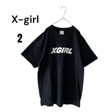 엑스걸 반팔 로고 티셔츠 사이즈 2 블랙 면 100%