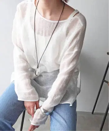 Spick and Span 메쉬 린넨 루즈 풀오버