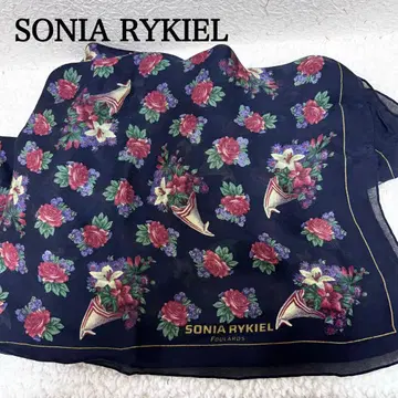 SONIA RYKIEL 소니아 리키엘 꽃무늬 스카프 대형 네이비