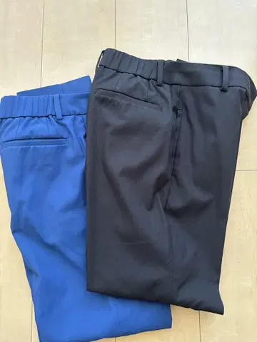 PLST 린넨 블렌드 스틱 팬츠 파랑 블랙 XS 세트